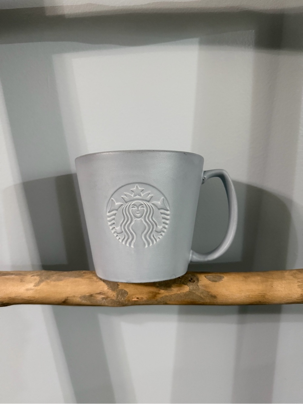 Starbucks Light Gray Embossed Logo Ceramic Mug - Light Gray